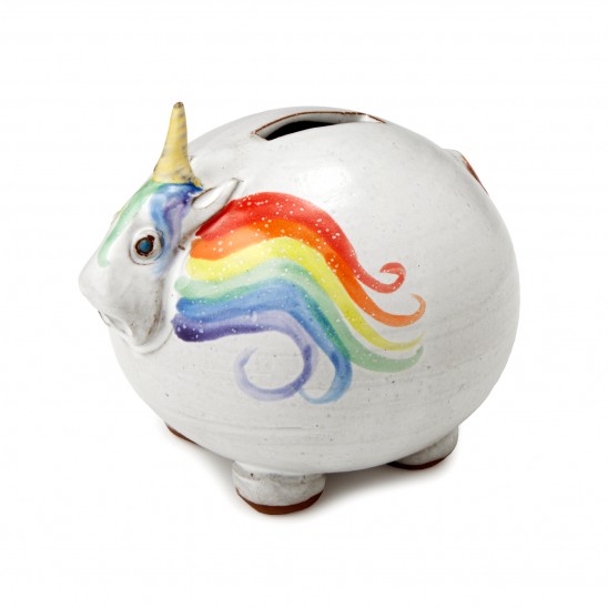 Elwood the Rainbow Unicorn Bank | UncommonGoods