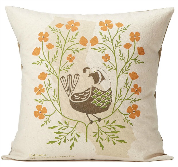 Birds and Bloom State Pillow | UncommonGoods