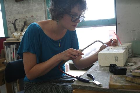 Erin working in her studio.