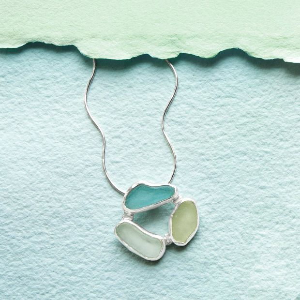 3 Stone Sea Glass Necklace | Courtney Gillen | UncommonGoods