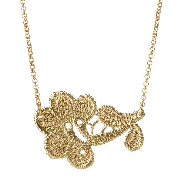 Hydrangea Gold Dipped Lace Necklace | UncommonGoods