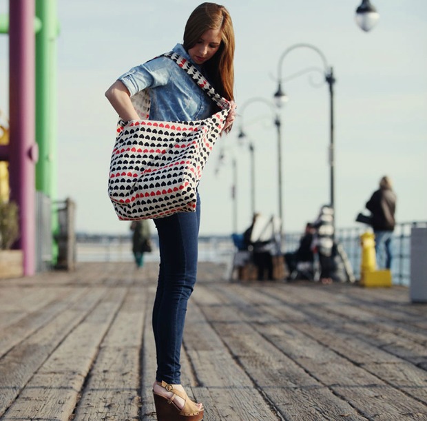 I Love Hearts Large Canvas Market Bag | UncommonGoods