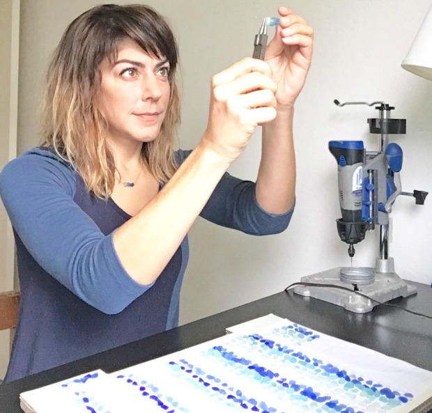 Suzie Thomas making the Shades of Blue Sea Glass Necklace |UncommonGoods