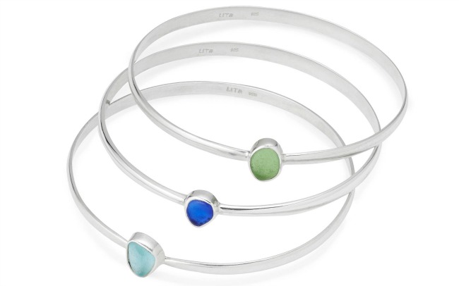 Sea Glass Bangle Bracelets | UncommonGoods