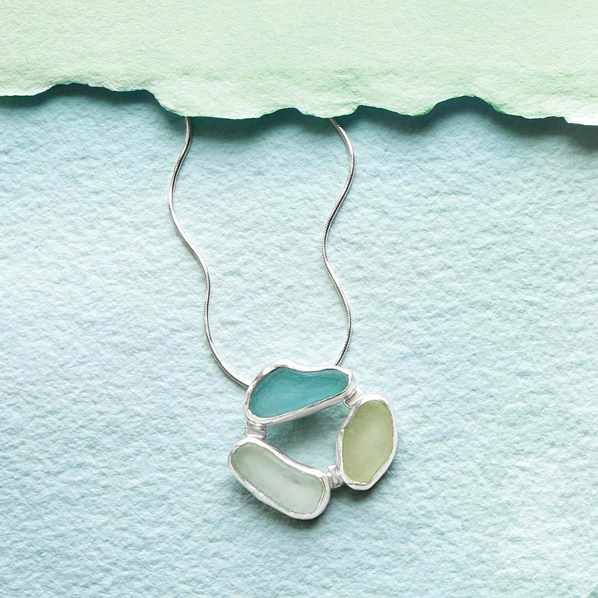 3 Stones Sea Glass Necklace | UncommonGoods