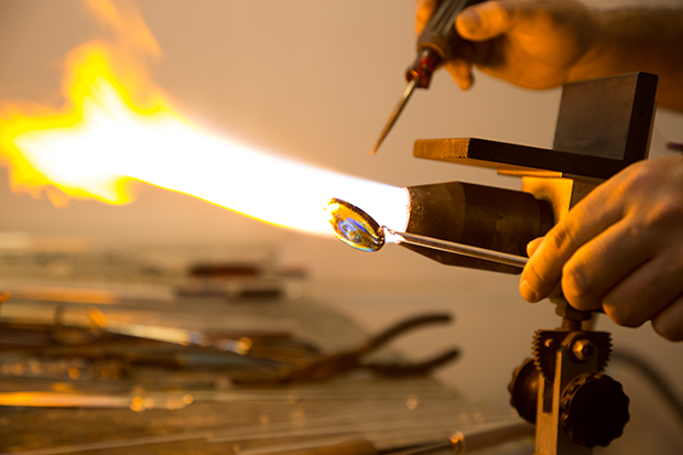 Jim Loewer working in the flames