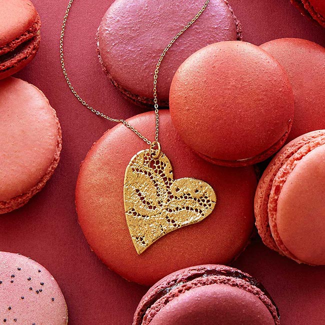 Precious Dipped Lace Heart Necklace | UncommonGoods