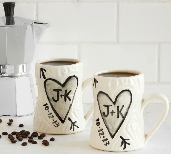 Personalized Porcelain Faux Bois Mug Set | UncommonGoods