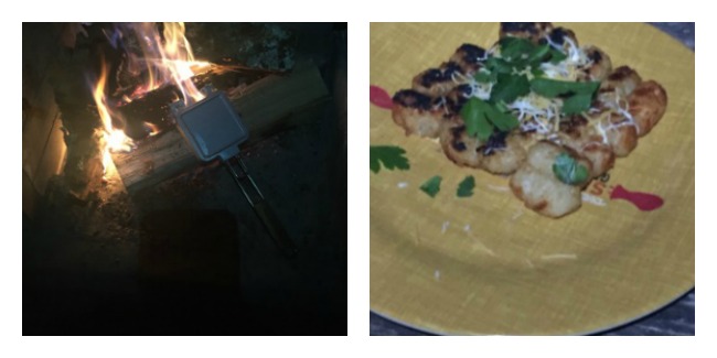 PicMonkey Collage - Grill on fire and cooked tots