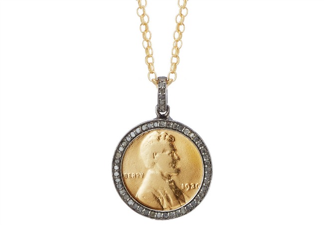 Diamond Penny Necklace With Personalized Year | UncommonGoods