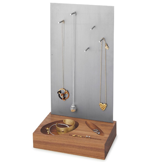 Walnut & Steel Magnetic Jewelry Organizer | UncommonGoods