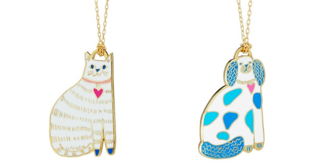 Scratches the Cat and Patches the Pup Necklaces, exclusively at UncommonGoods