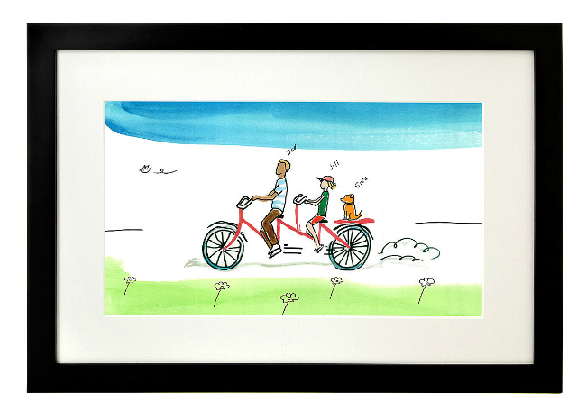 Personalized Family Tandem Bike Art