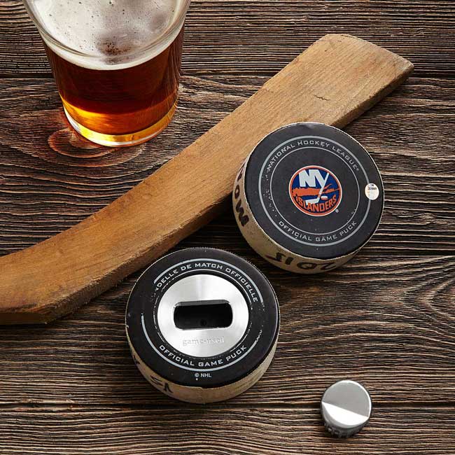 Game-used Hockey Puck Bottle Opener | UncommonGoods