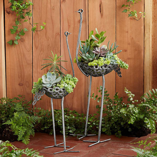 Recycled Metal Ostrich Planter | UncommonGoods