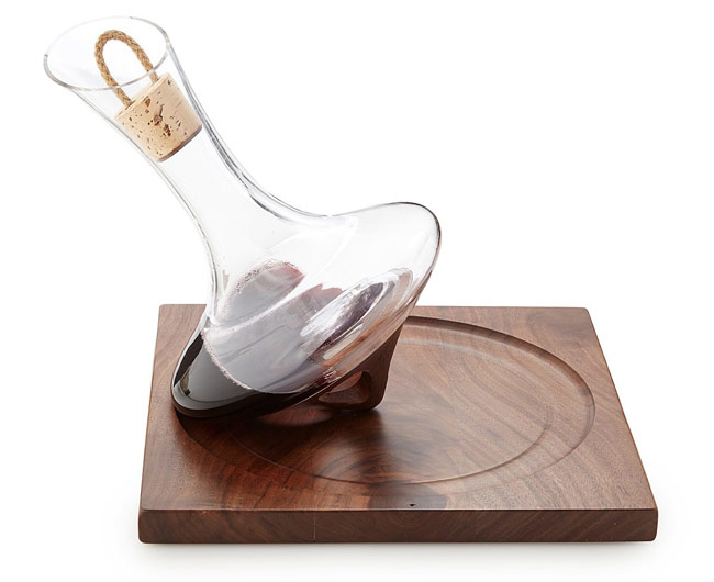 Revolving Walnut Wine Decanter | UncommonGoods