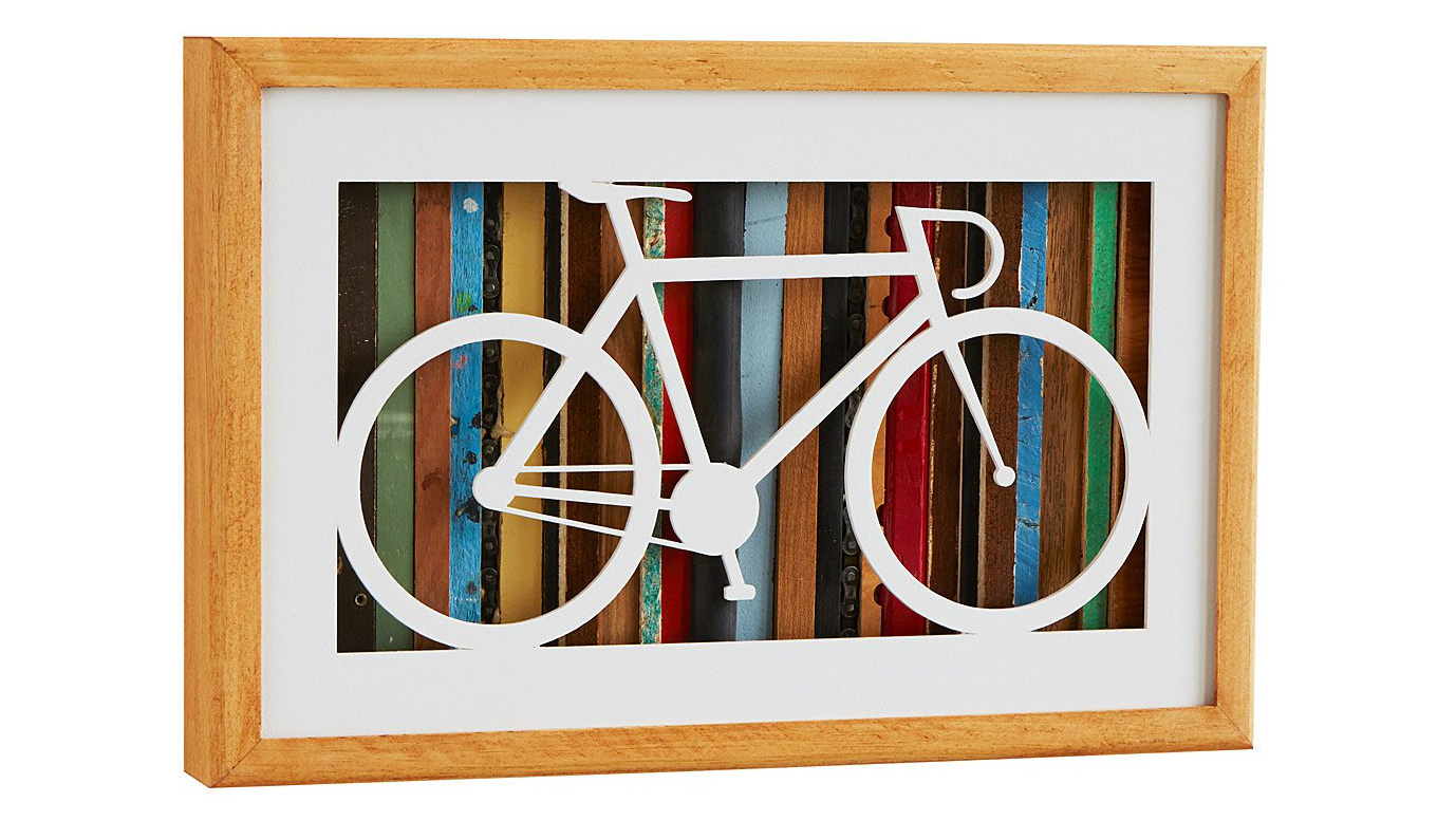 Reclaimed Wood Bike Silhouette Art | UncommonGoods