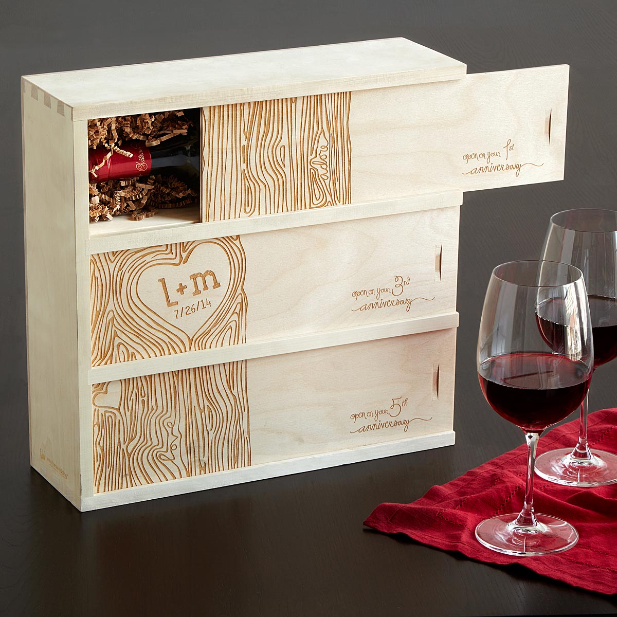 Customizable Anniversary Wine Box