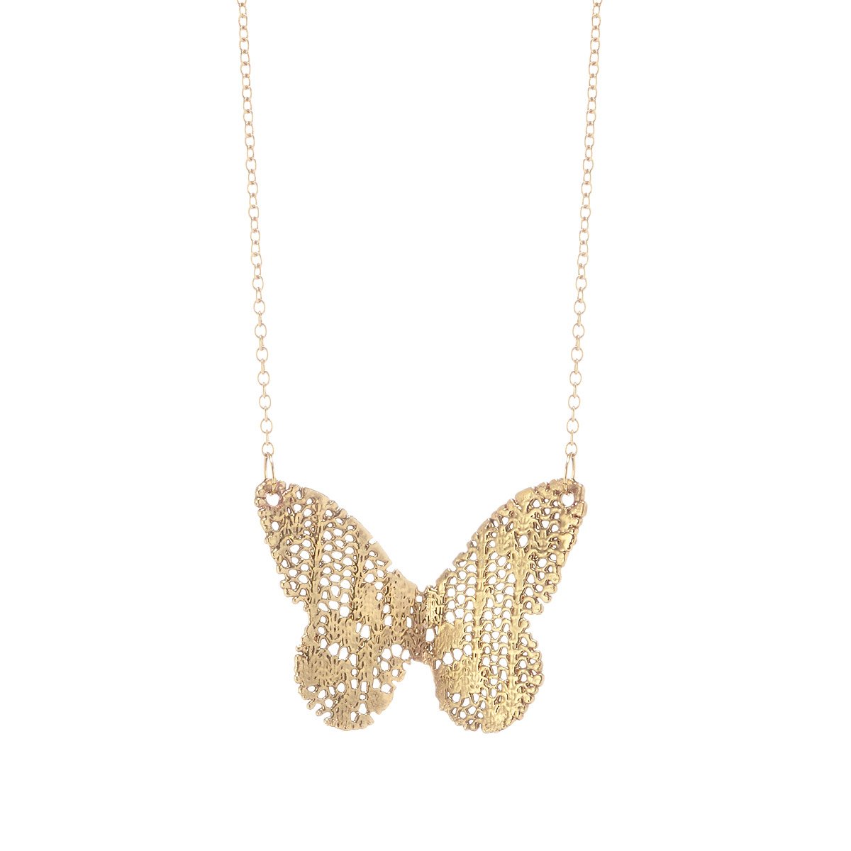 Gold-Dipped Lace Butterfly Necklace