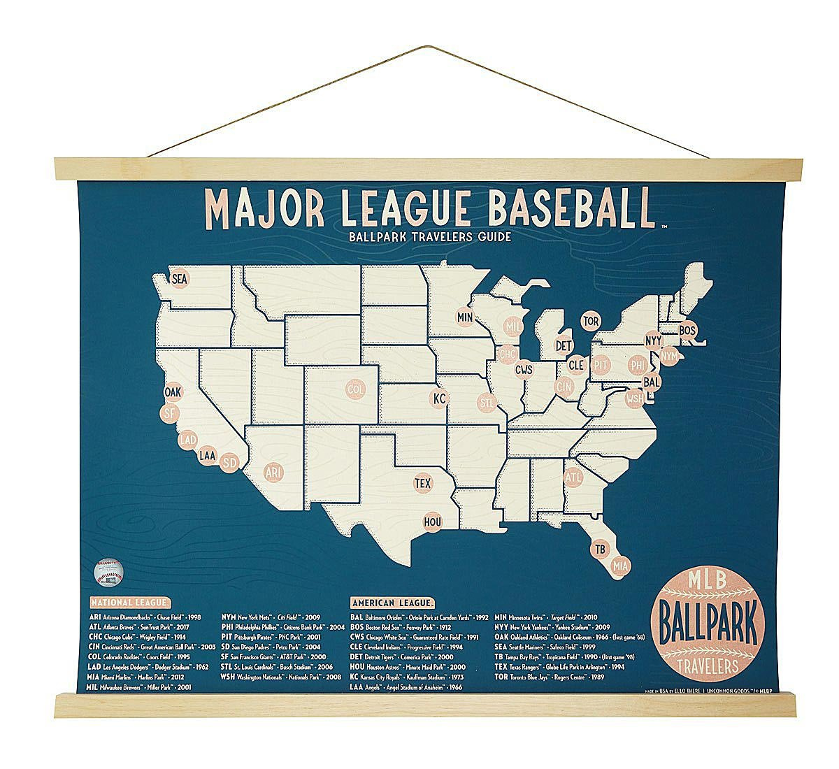 Baseball Stadium Screen Print Map | UncommonGoods