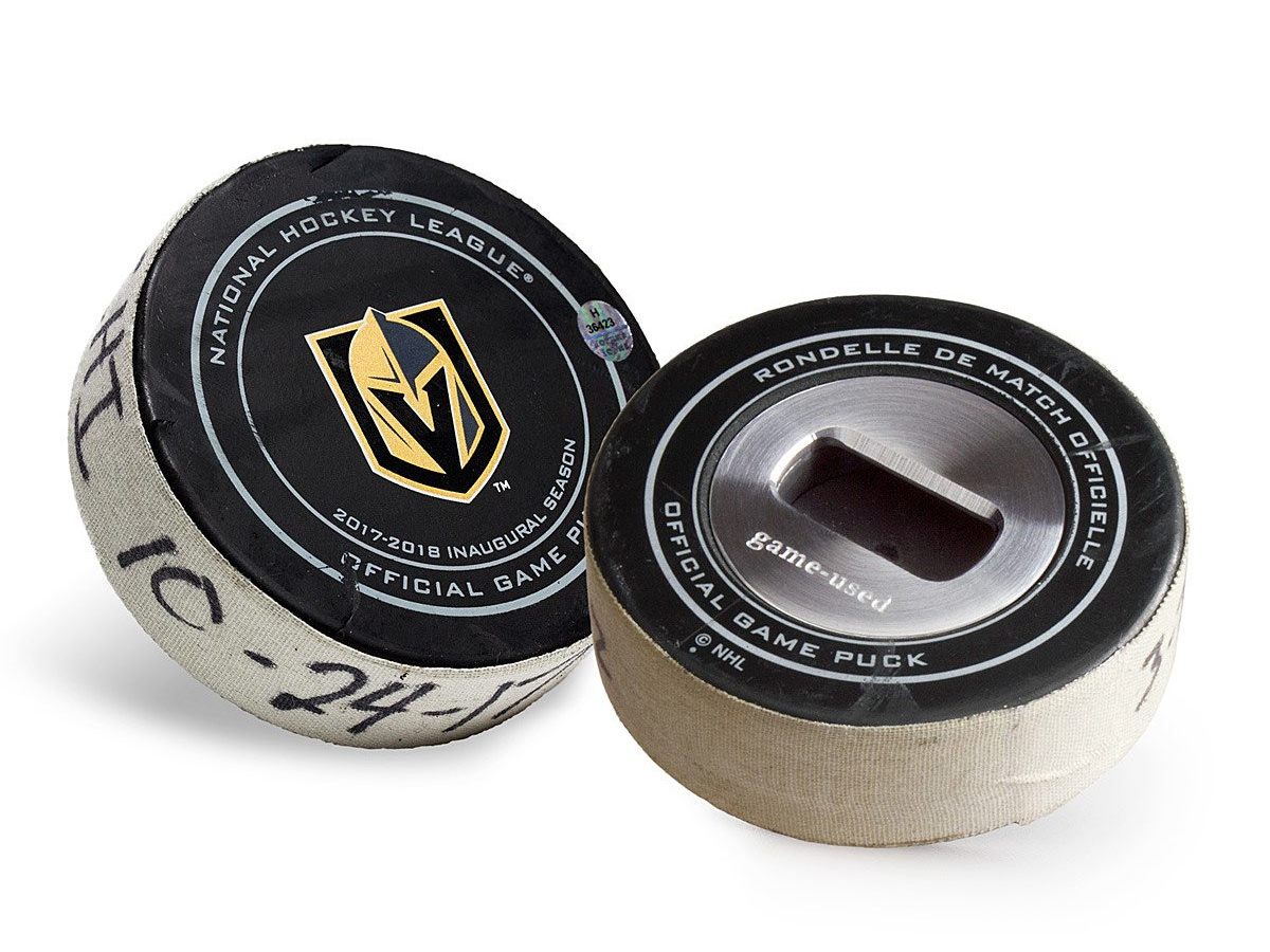 Game-Used Hockey Puck Bottle Opener | UncommonGoods