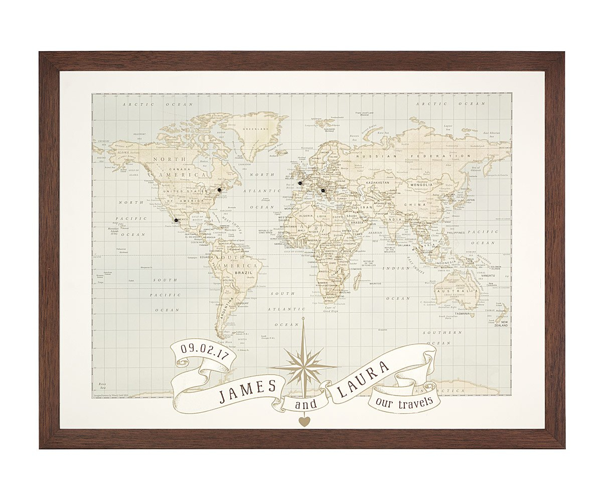 Personalized Anniversary Pushpin World Map | UncommonGoods