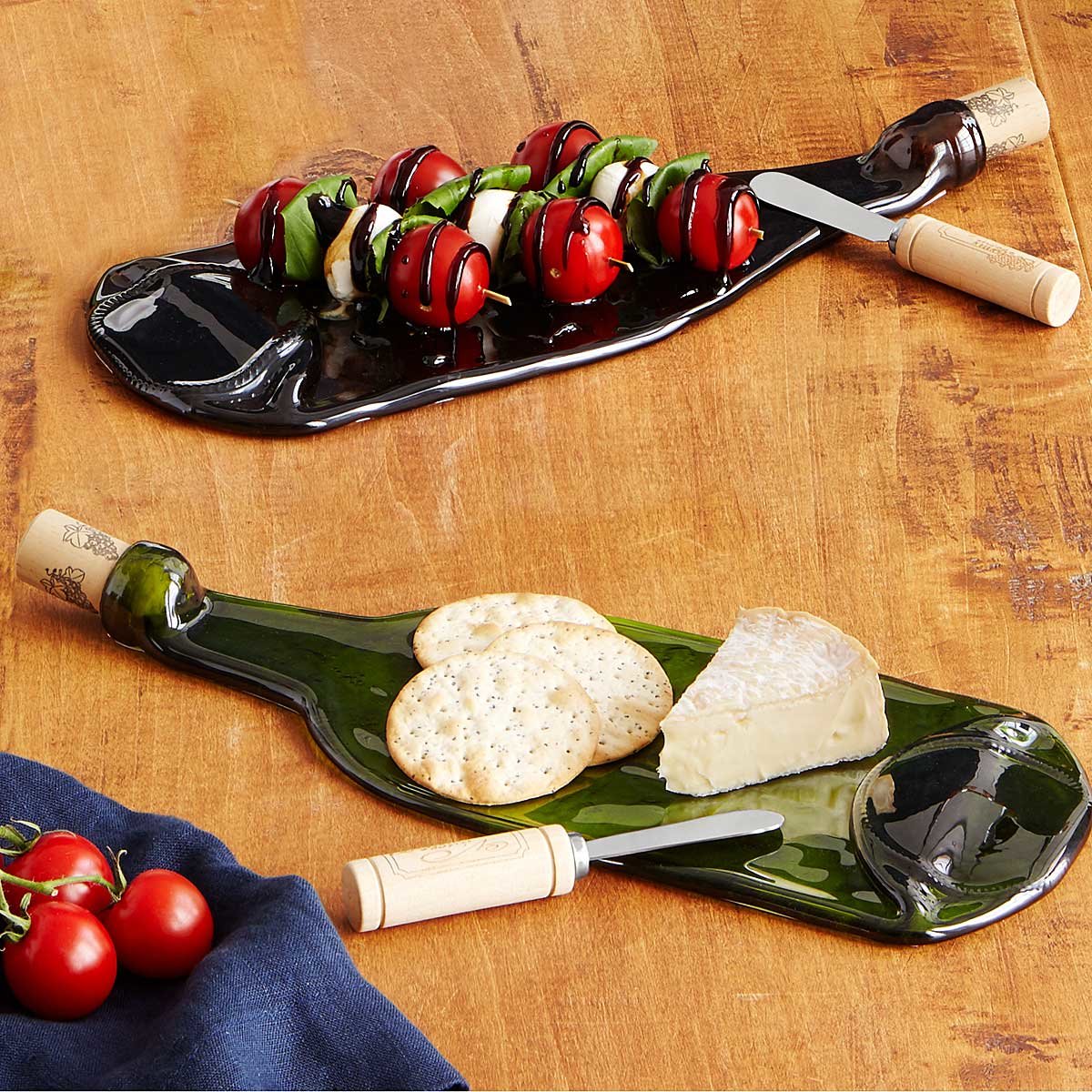 Recycled Wine Bottle Platter with Spreader | UncommonGoods