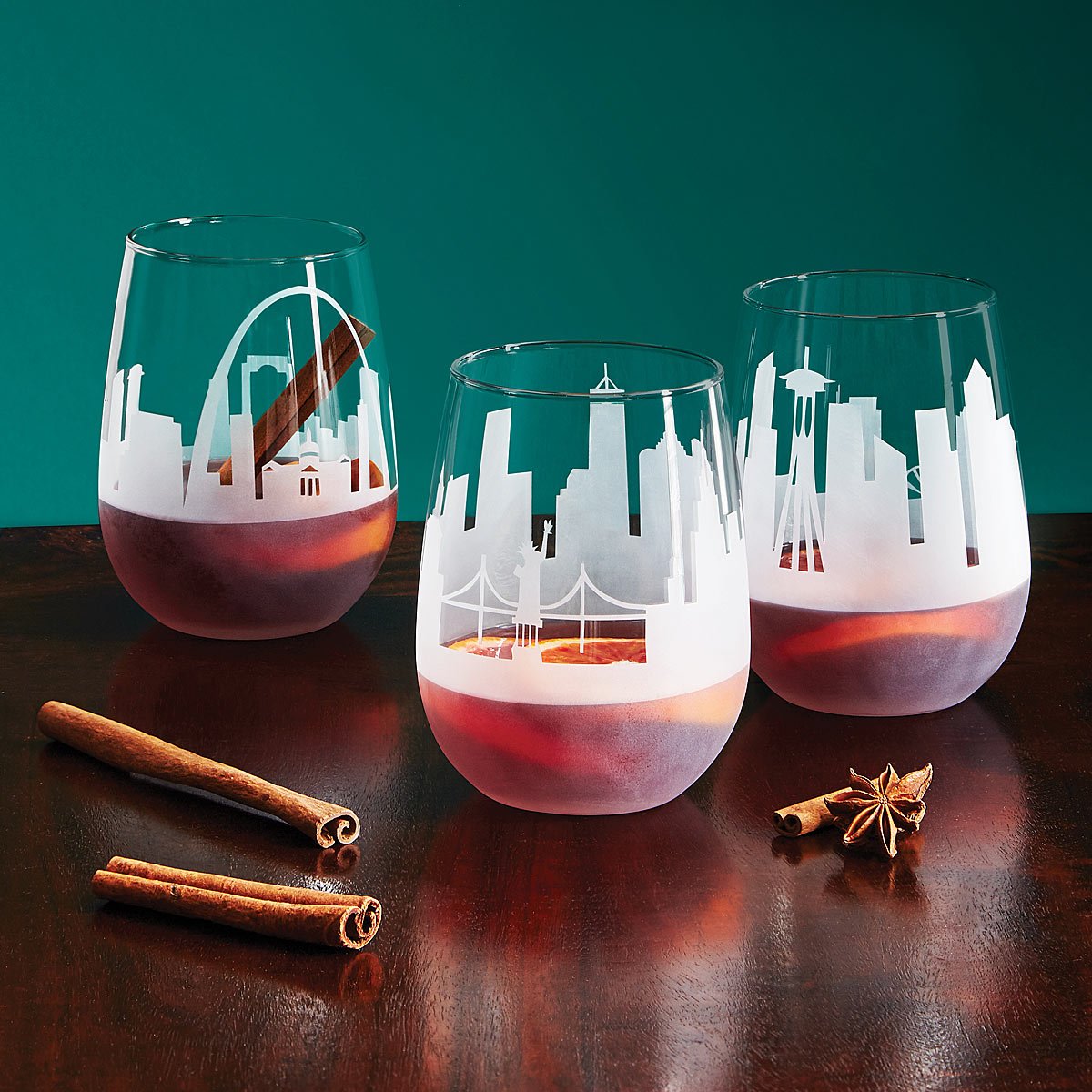 Etched Skyline Wine Glass | UncommonGoods