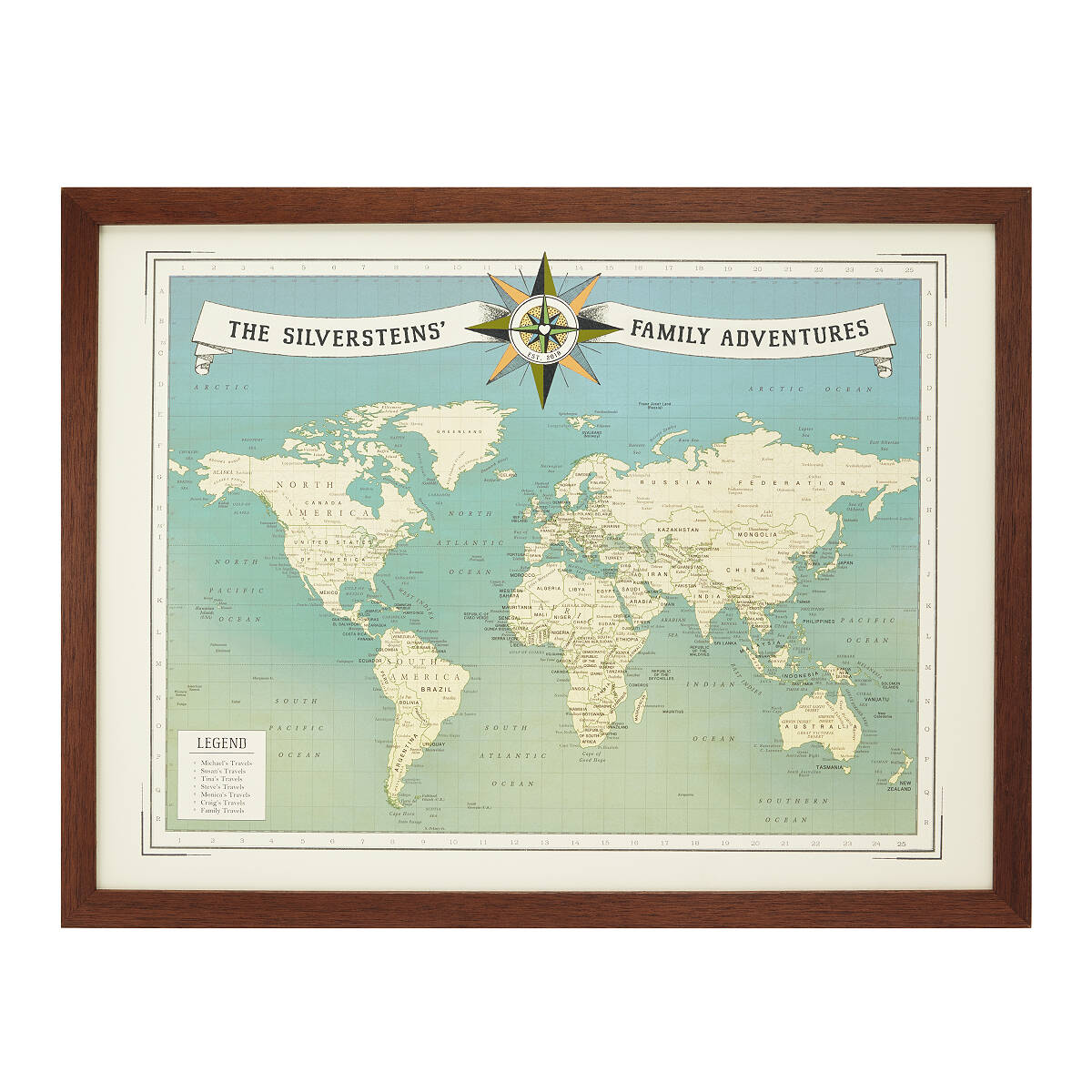 Personalized Family Travel Pushpin World Map | UncommonGoods