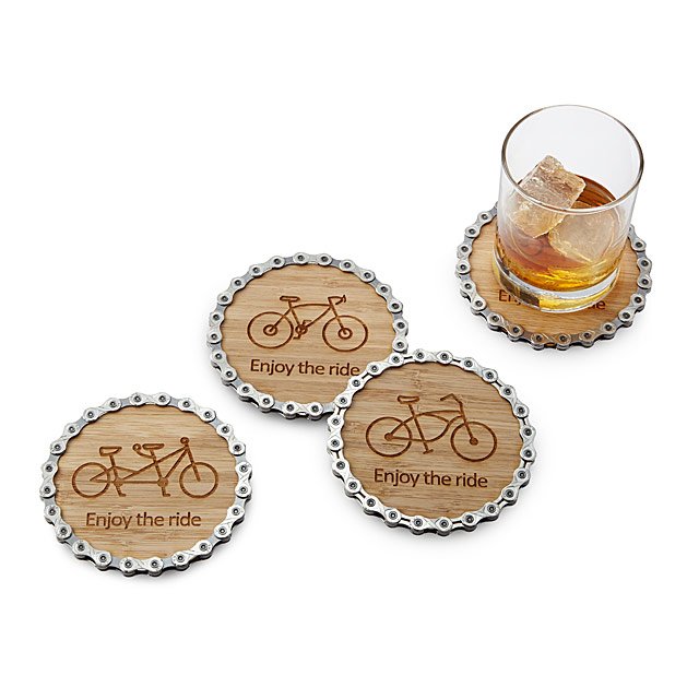 Enjoy the Ride Bike Chain Coaster Set | Uncommon Goods